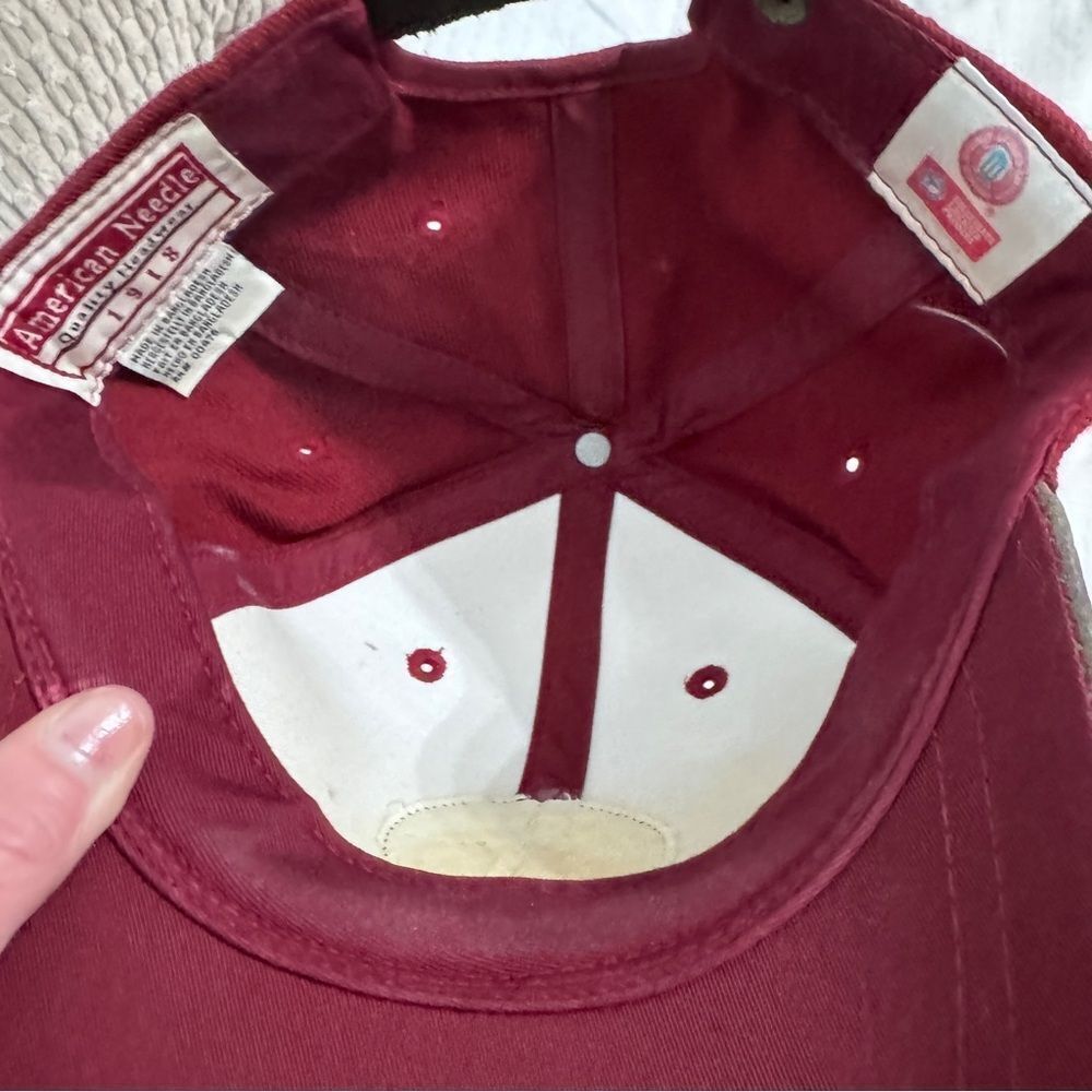 Vintage Alabama Crimson Tide Brass Emblem Hat – Red & Khaki Suede Bill Adj Cap - Picture 4 of 6
